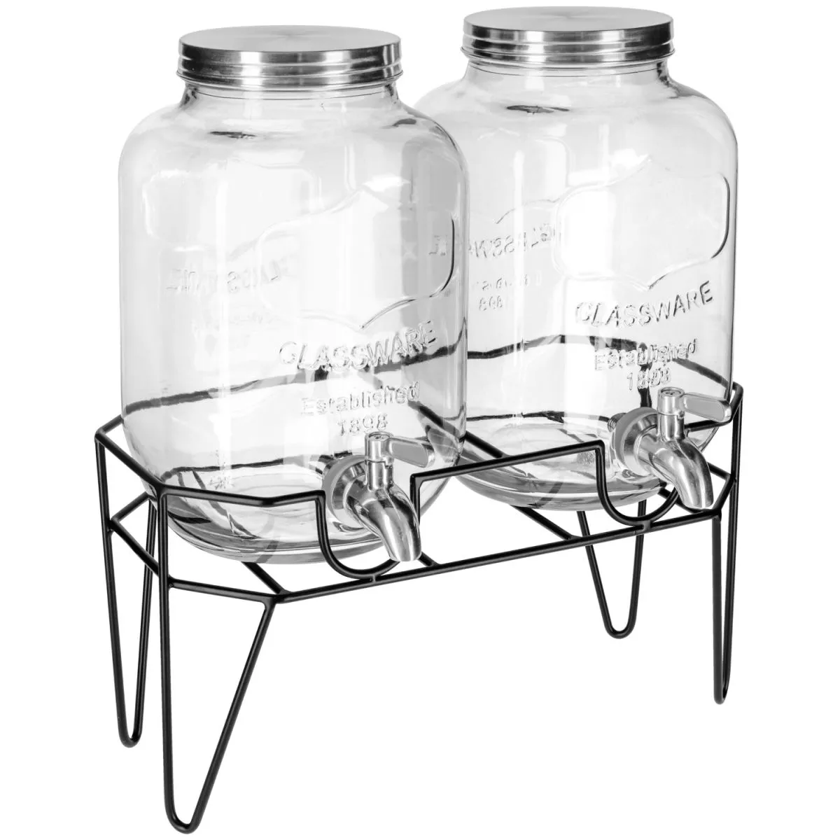 VEGA Dispenser bevande Duo Modesto con supporto, 2x 4l; 8 l, 17x38.4x34 cm (LxHxP); nero/trasparente