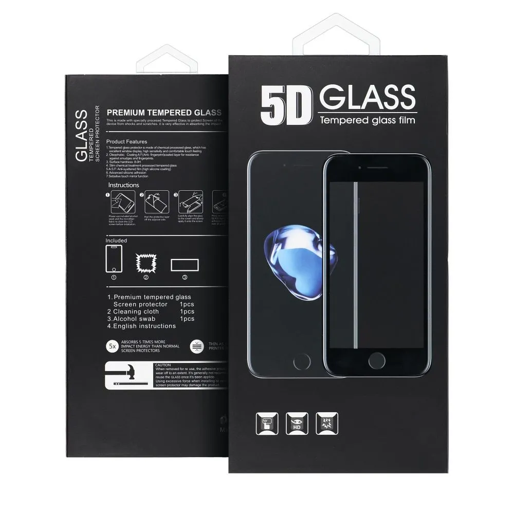 Pellicola protettiva schermo OEM per Samsung Galaxy S25+ S936, Vetro temperato, Full Glue, 5D, Nero