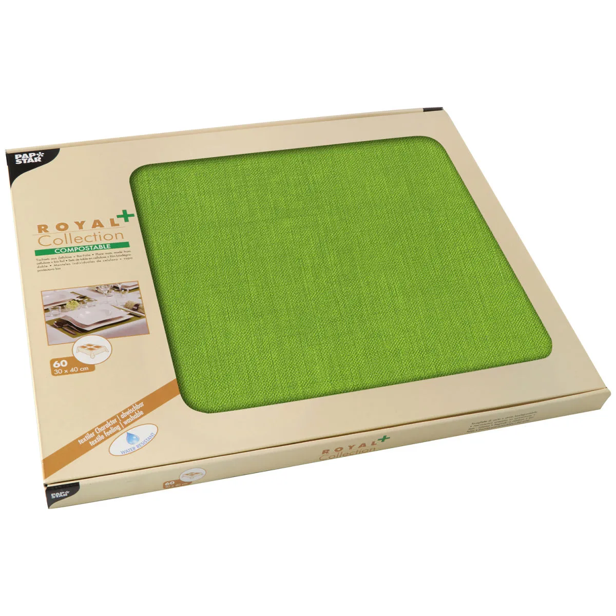 360x PAPSTAR Tovaglietta americana ROYAL Collection Plus, tessuto misto; 30x40 cm (LxL); verde oliva; rettangolare; 360 pz. / Pacco