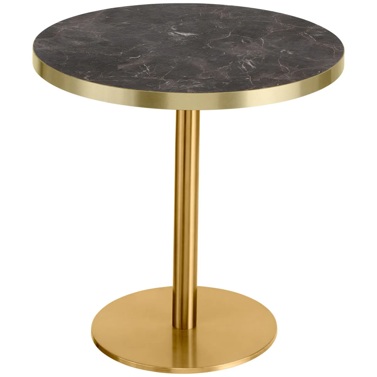 VEGA Tavolino Marvani struttura in acciaio; 46.5x50 cm (HxØ); Piano tavolo nero, struttura oro; rotonda
