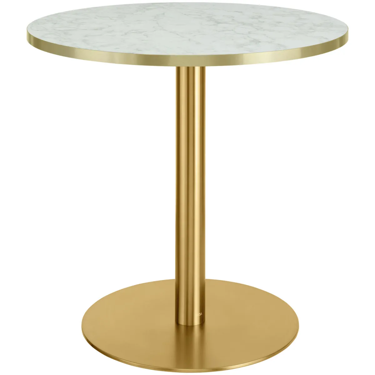 VEGA Tavolo Marvani Struttura acciaio; 75x80 cm (HxØ); Piano tavolo oro/bianco/marmorizzato, struttura oro; rotonda