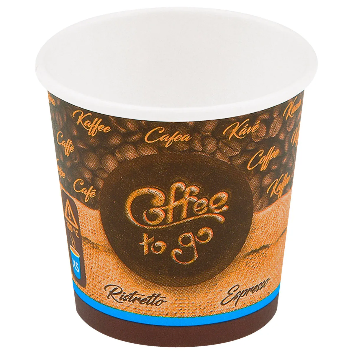 50x WIMEX Bicchieri asporto To Go caffè Espresso; 110 ml, 6.2x5.5 cm (ØxH); marrone; 50 pz. / Pacco