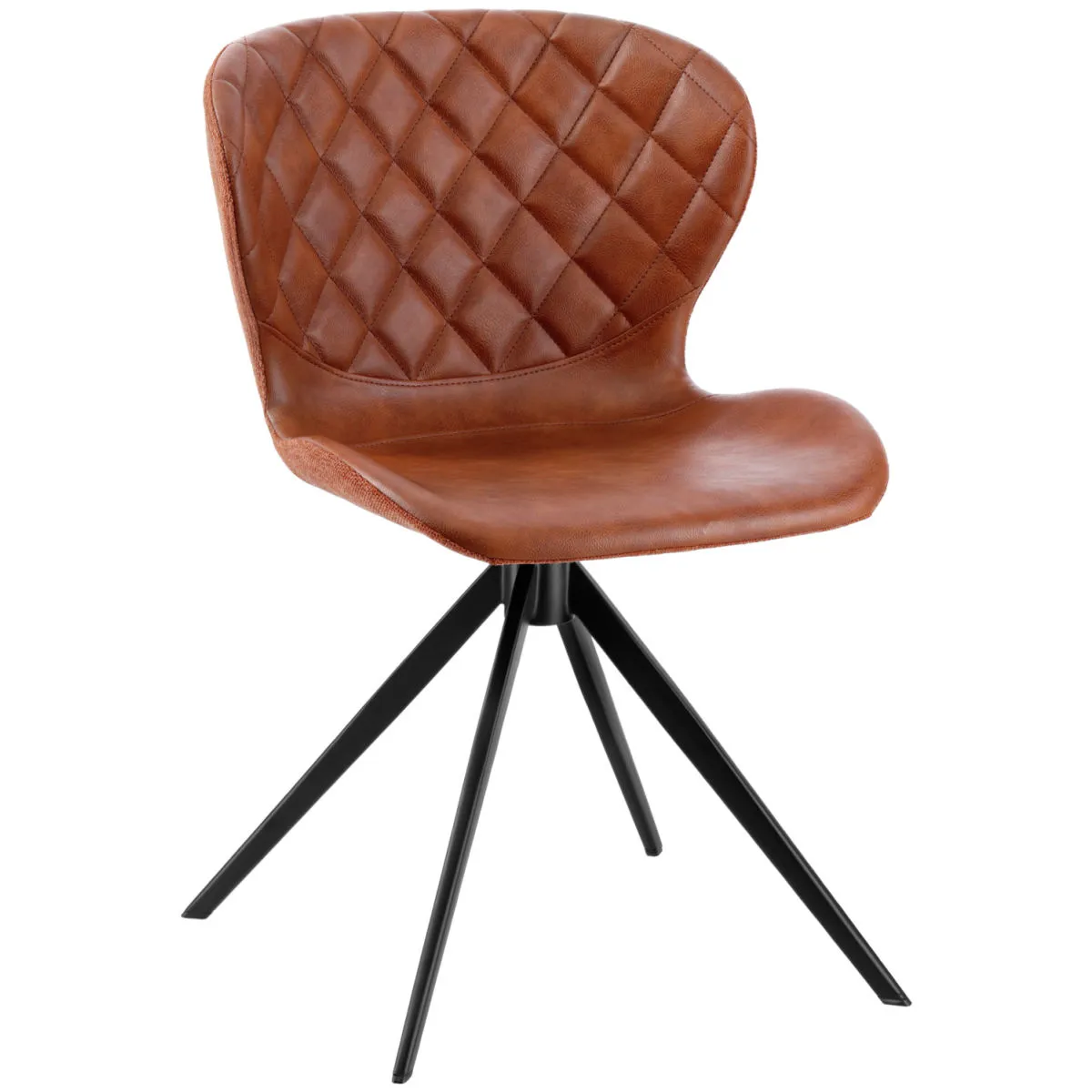 2x VEGA Sedia Kansas; 49x56x78 cm (LxPxH); seduta cognac, struttura nero; 2 pz. / Pacco
