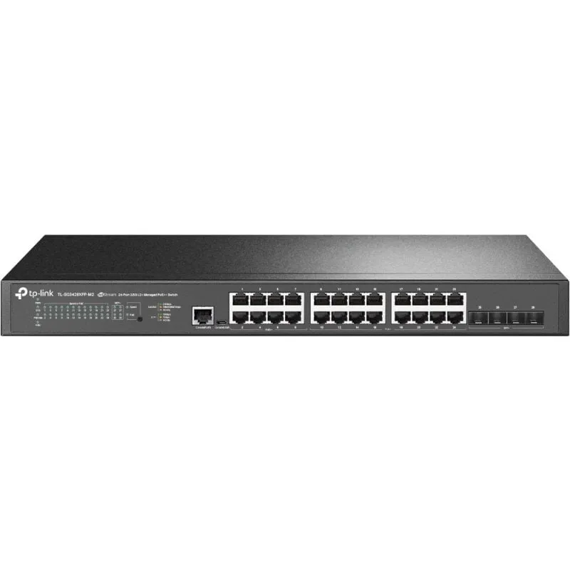 TP-Link TL-SG3428XPP-M2 switch di rete Gestito L2+ 2.5G Ethernet (100/1000/2500) Supporto Power over Ethernet (PoE) 1U Nero