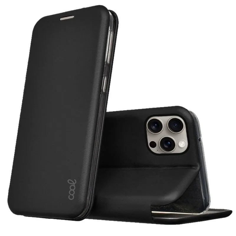 Fantastica custodia Flip Cover Elegance nera per iPhone 15 Pro Max