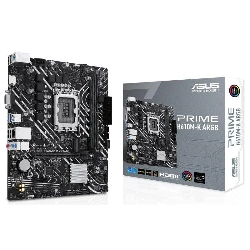 Schede Madri ASUS PRIME H610M-K ARGB H610 LGA1700 DDR5 Micro-ATX Aura Sync ARGB