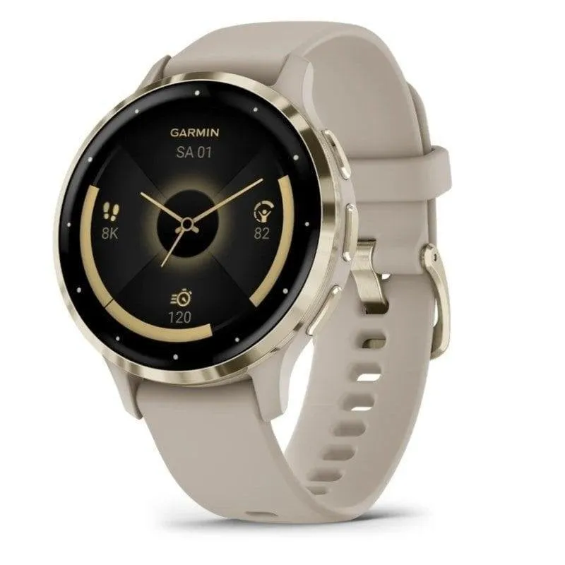 Garmin Venu 3S Bluetooth GPS NFC 41mm AMOLED Oro Cassa Silicone Grigio
