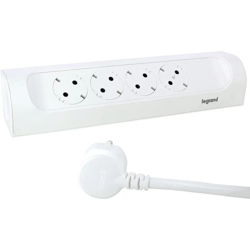 Legrand 4x Presa multipla Schuko ad angolo speciale per cucina 1m Bianco