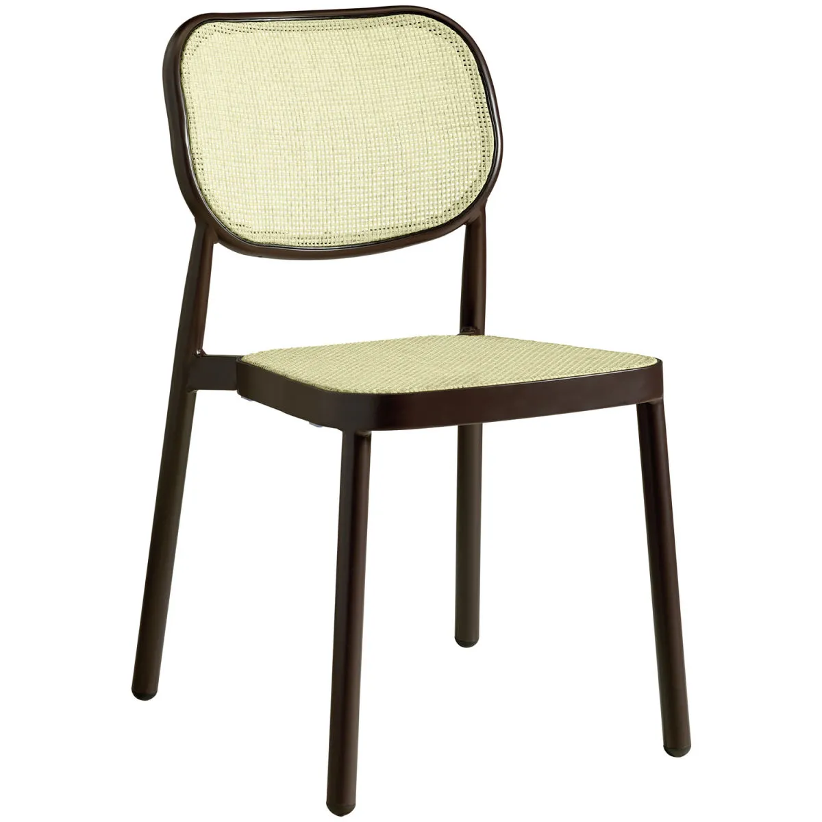 2x VEGA Sedia da esterno impilabile Candia; 43x57x82 cm (LxPxH); seduta beige, struttura marrone scuro; 2 pz. / Pacco