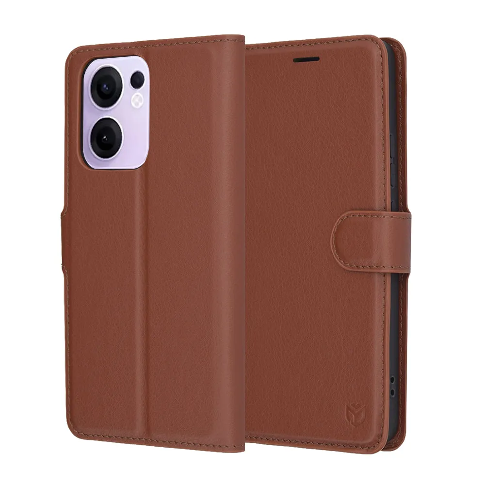 Custodia per Oppo Reno13 FS 5G / Reno13 F 4G / Reno13 F, Techsuit, Leather Folio, Marrone