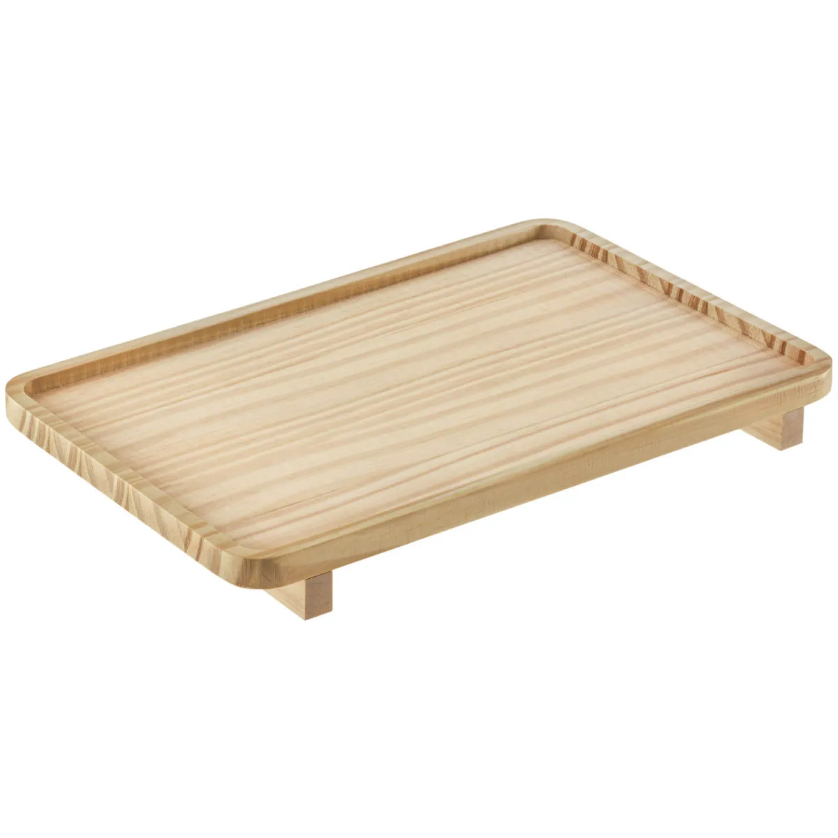 Vassoio legno decorativo con piedini Akiko; 30x20x3.5 cm (LxLxH); naturale; rettangolare