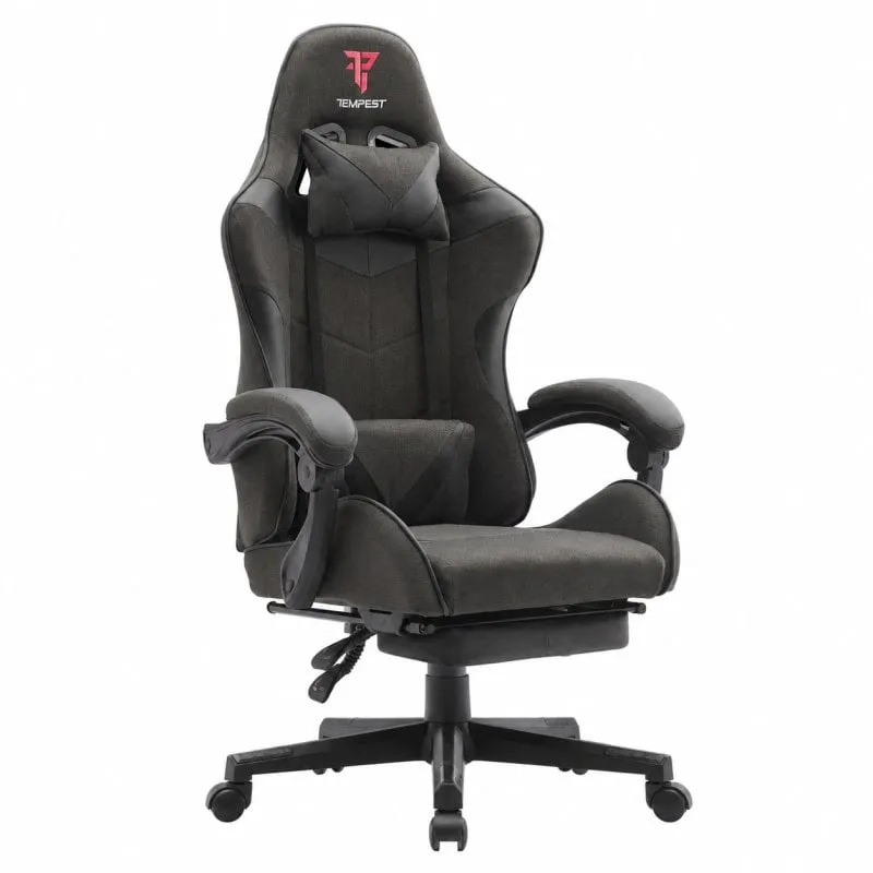 Sedia da gaming Tempest Shake con poggiapiedi e tessuto massaggiante nero traspirante
