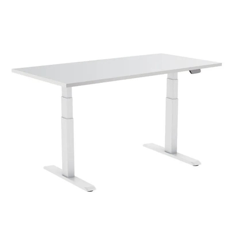 Scrivania Sit/Stand motorizzata Kimex 120x75 cm, altezza 62-128 cm, piano bianco/base bianca, collegata