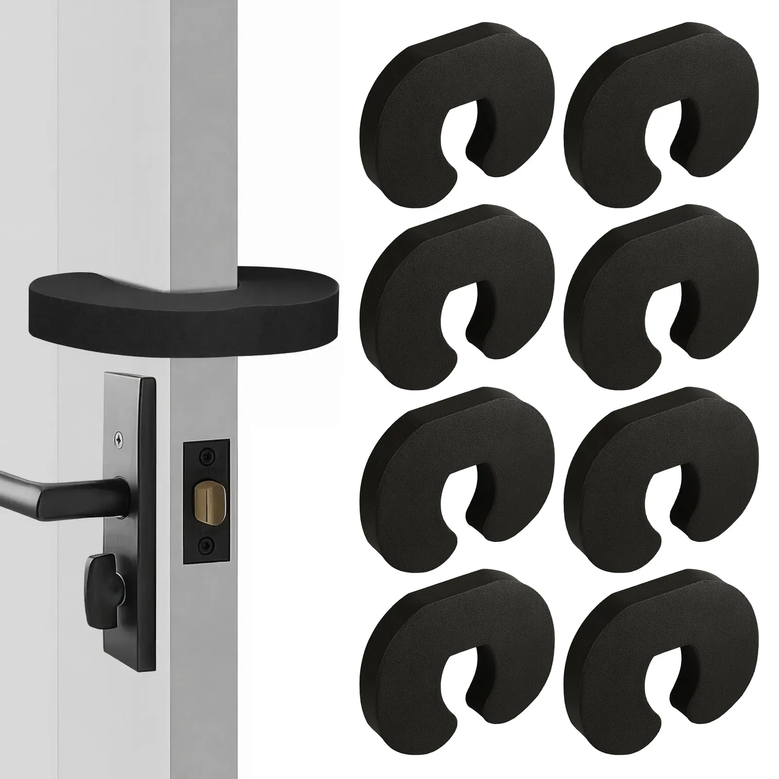 Romon Fermaporta Bambini, 8 Pezzi Sicurezza Schiuma Di Protezione per Dita Fermaporta Bambini Sicurezza per Bambini Fermaporta per Bambini Paraspigoli di Protezione Salva Dita Salvadita per Porte,Nero
