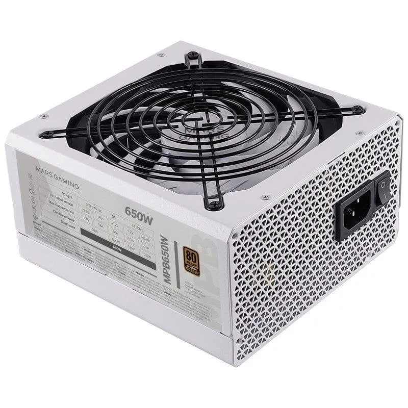 Alimentatore Mars Gaming MPB650 650W Certificazione 80 Plus Bronze Bianco