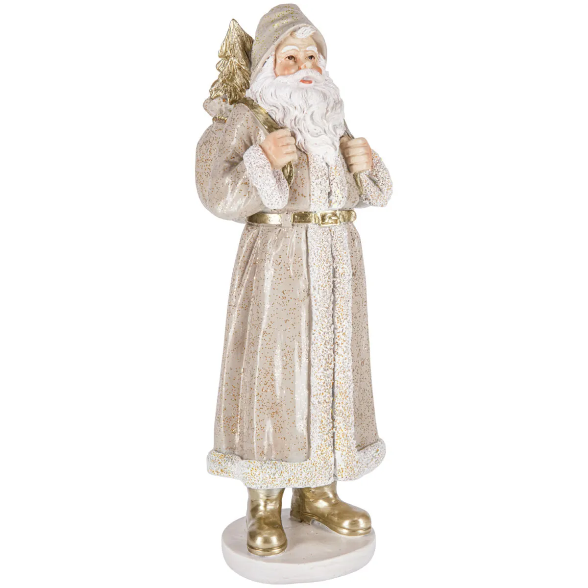 Babbo natale decorativo Yoshiko; 13x11x31 cm (LxPxH); bianco/beige/oro