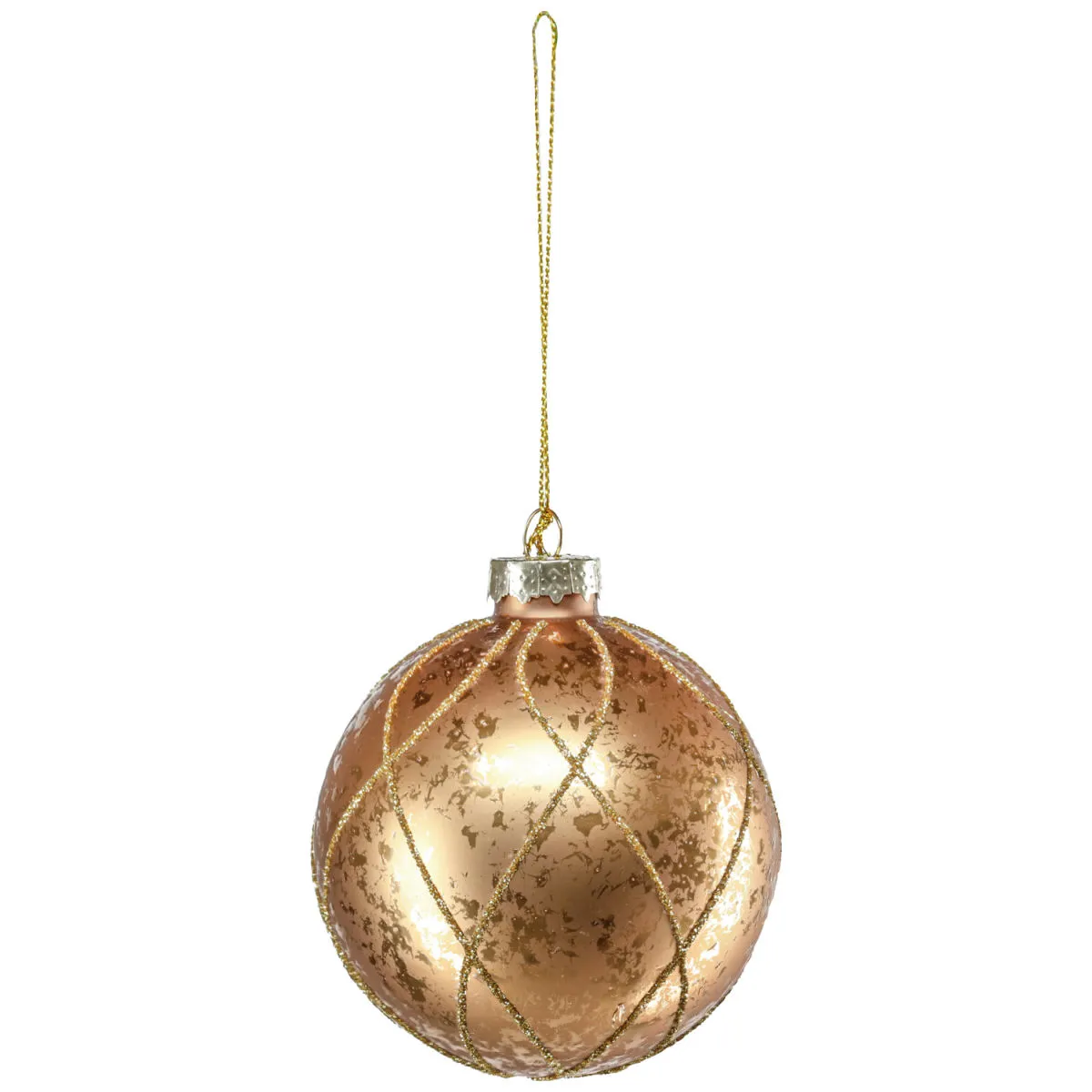 6x Palline di natale in vetro oro o rosse Takara; 8 cm (Ø); marrone/oro; 6 pz. / Pacco