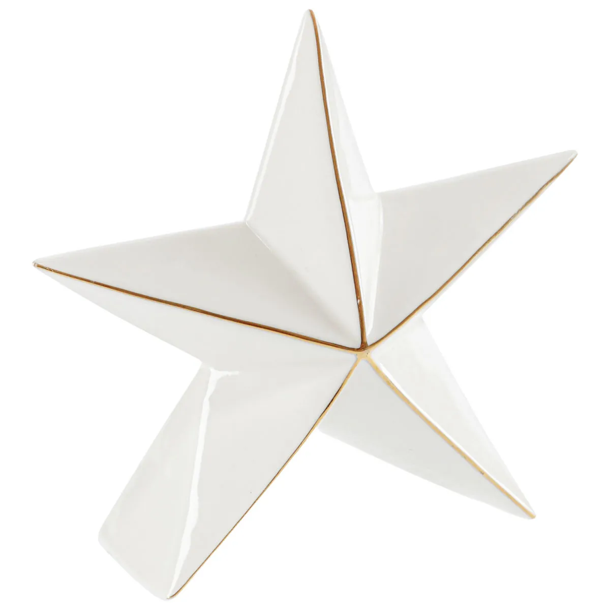 2x Stella decorativa Naomi; 12.6x5x11.7 cm (LxPxH); bianco/oro; 2 pz. / Pacco