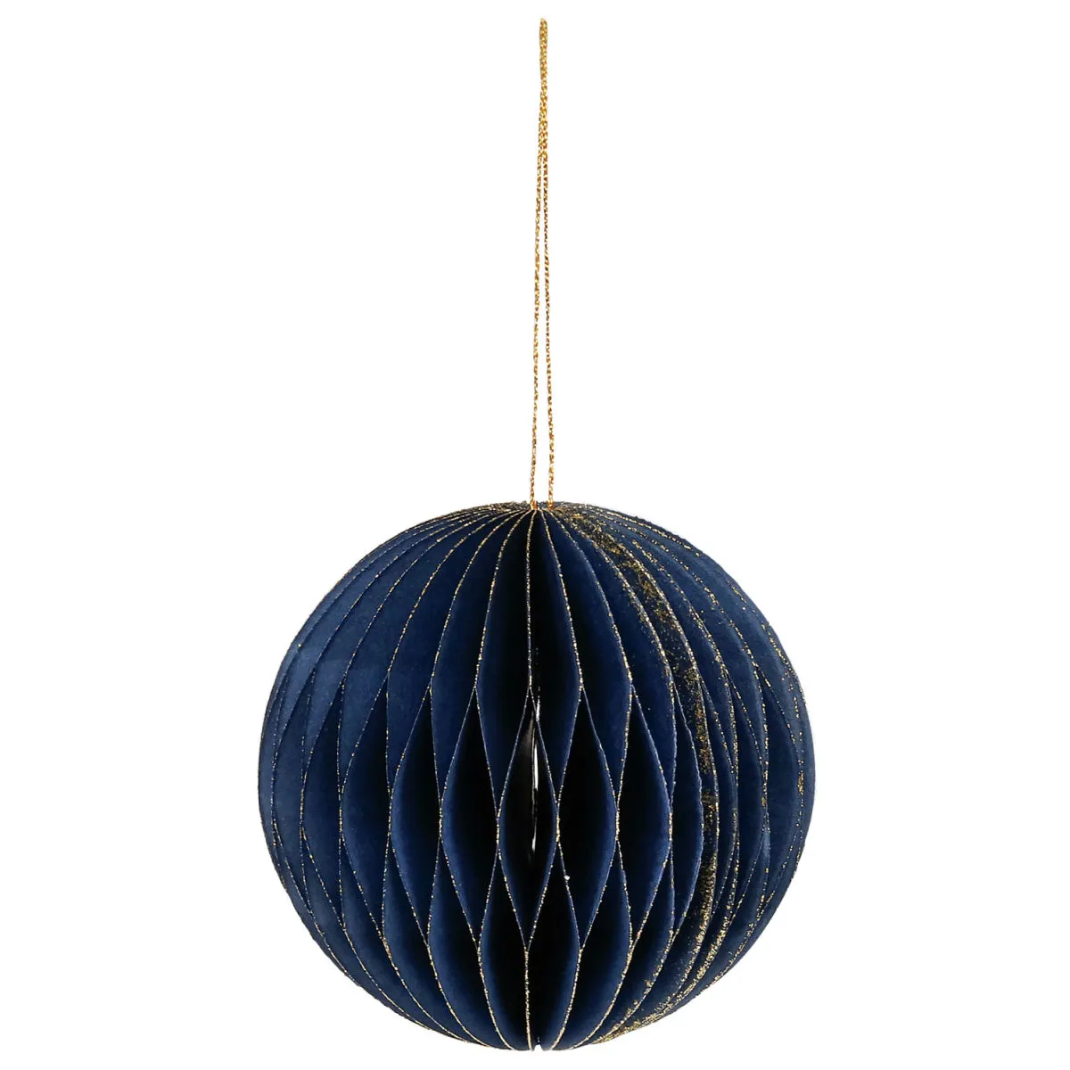 6x Palline di natale in carta origami Honoka; 12 cm (Ø); blu/oro; 6 pz. / Pacco