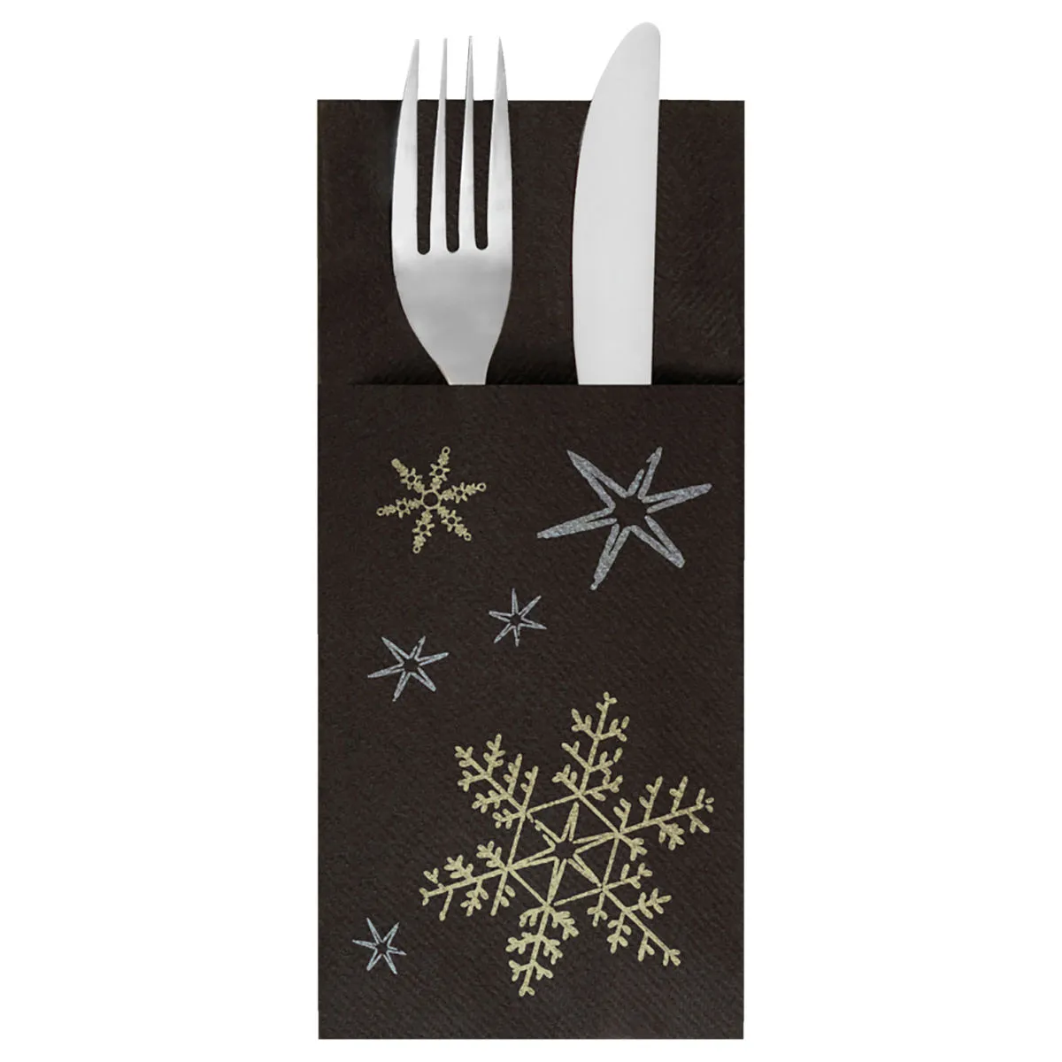 50x GARCIA DE POU Tasca portaposate Christmas Night; 10x20 cm (LxL); nero/oro/argento; 50 pz. / Pacco