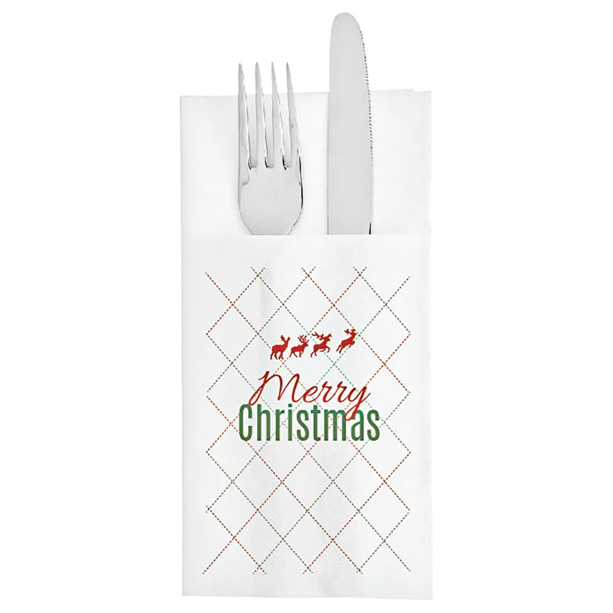 50x GARCIA DE POU Tovaglioli portaposate Chiani; 10x20 cm (LxL); bianco/verde/rosso; 50 pz. / Pacco