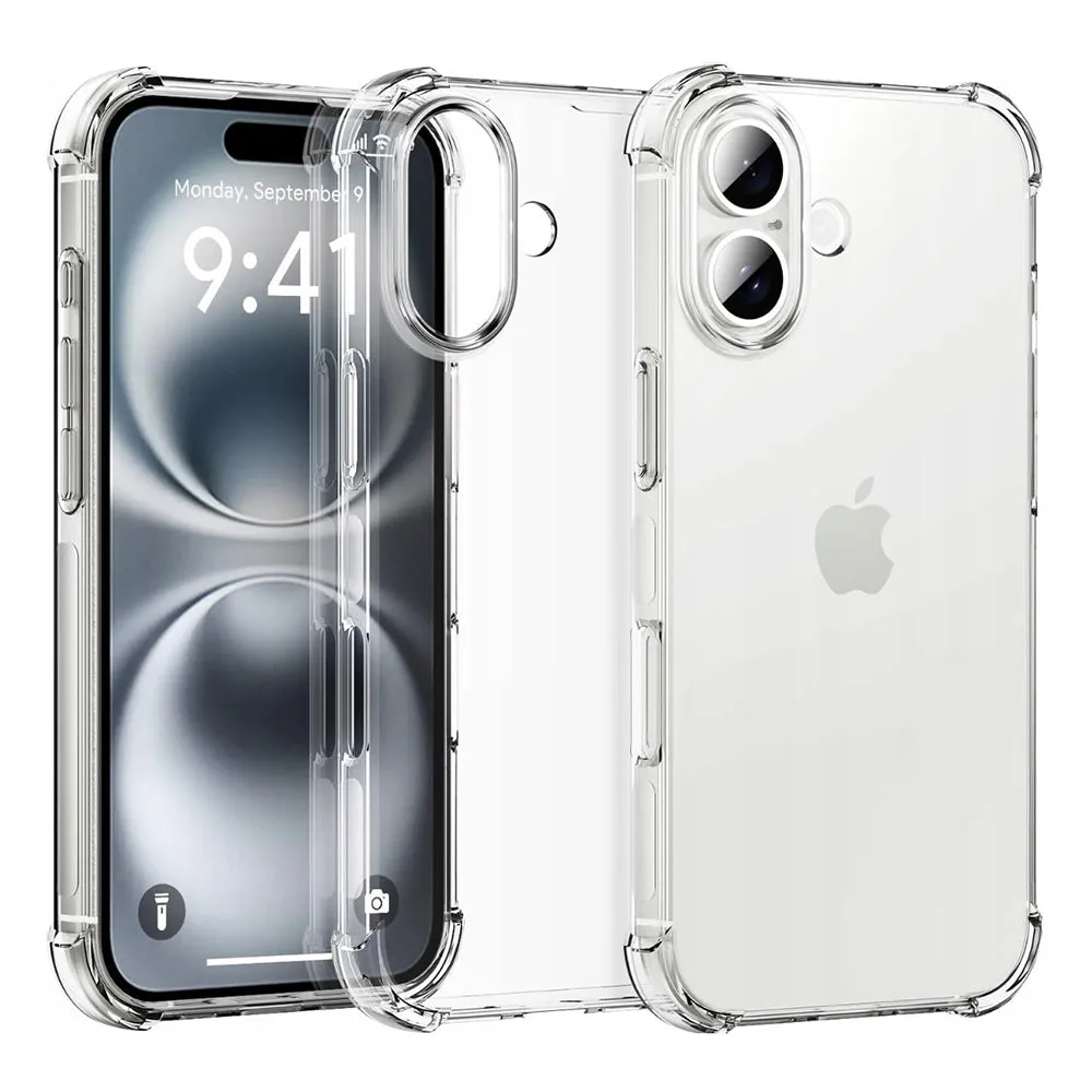 Custodia per Apple iPhone 16 Plus, Techsuit, Shockproof Clear Big Lens Hole, Trasparente