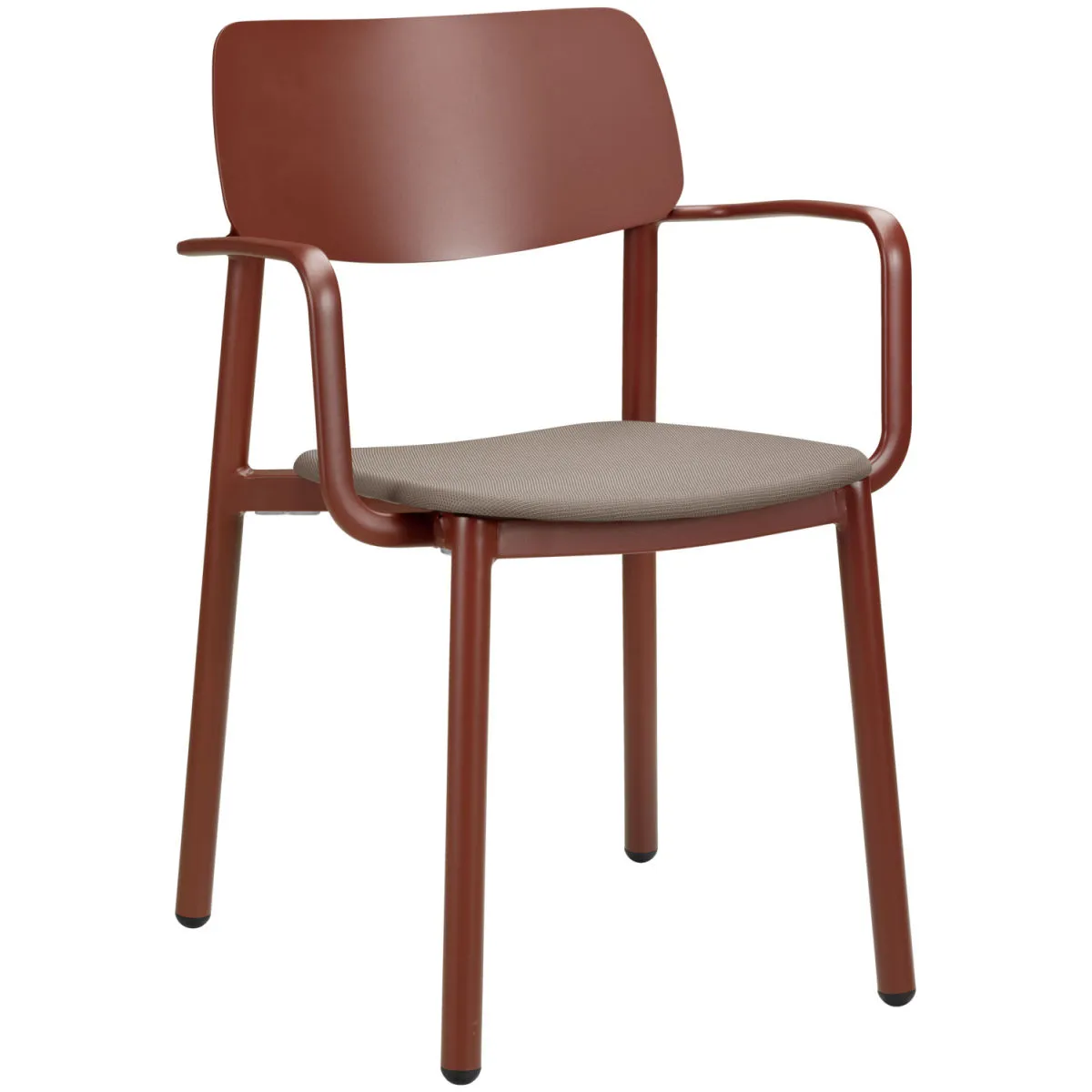 4x VEGA Sedia da esterno impilabile Punta con braccioli; 56x52.5x81 cm (LxPxH); seduta tortora, struttura rosso scuro; 4 pz. / Pacco