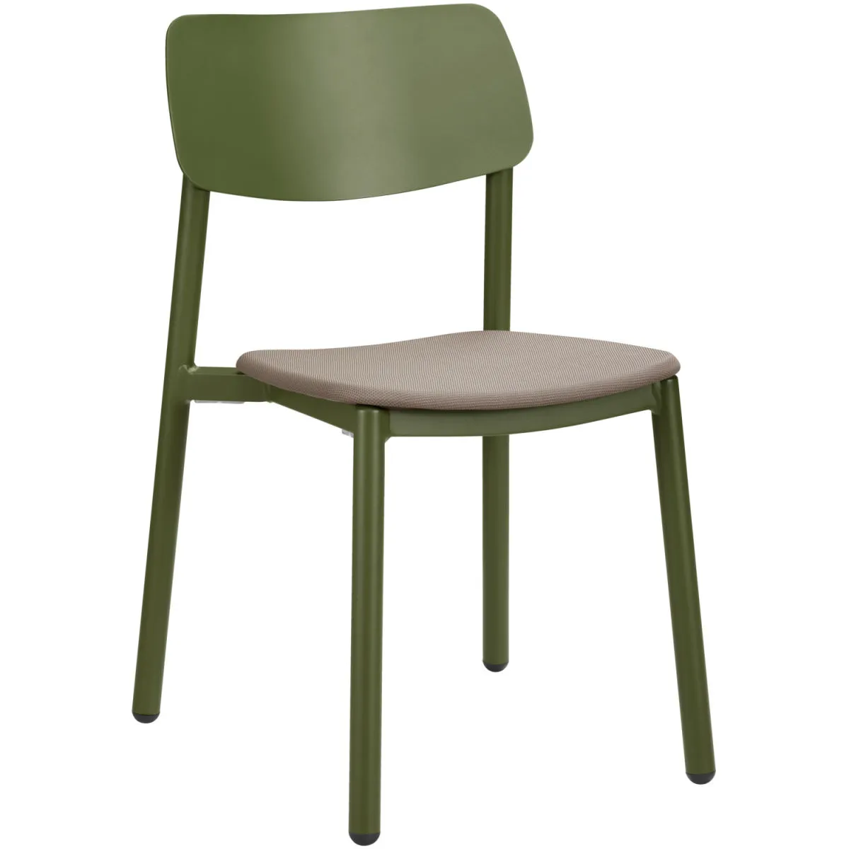 4x VEGA Sedia da esterno impilabile Punta senza braccioli; 48.5x52.5x81 cm (LxPxH); seduta tortora, struttura verde oliva; 4 pz. / Pacco