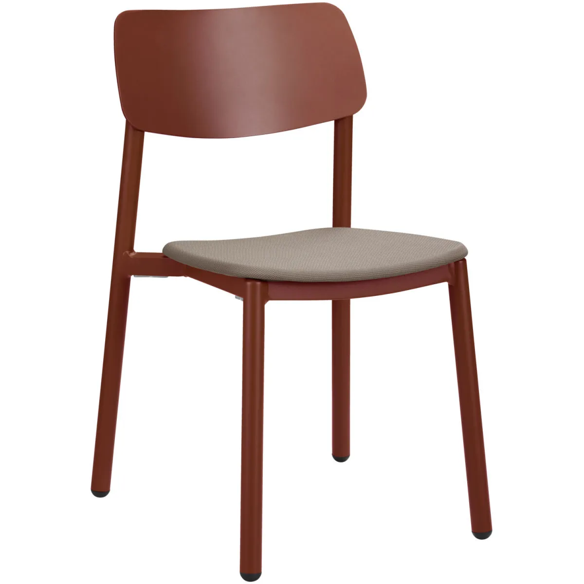 4x VEGA Sedia da esterno impilabile Punta senza braccioli; 48.5x52.5x81 cm (LxPxH); seduta tortora, struttura rosso scuro; 4 pz. / Pacco