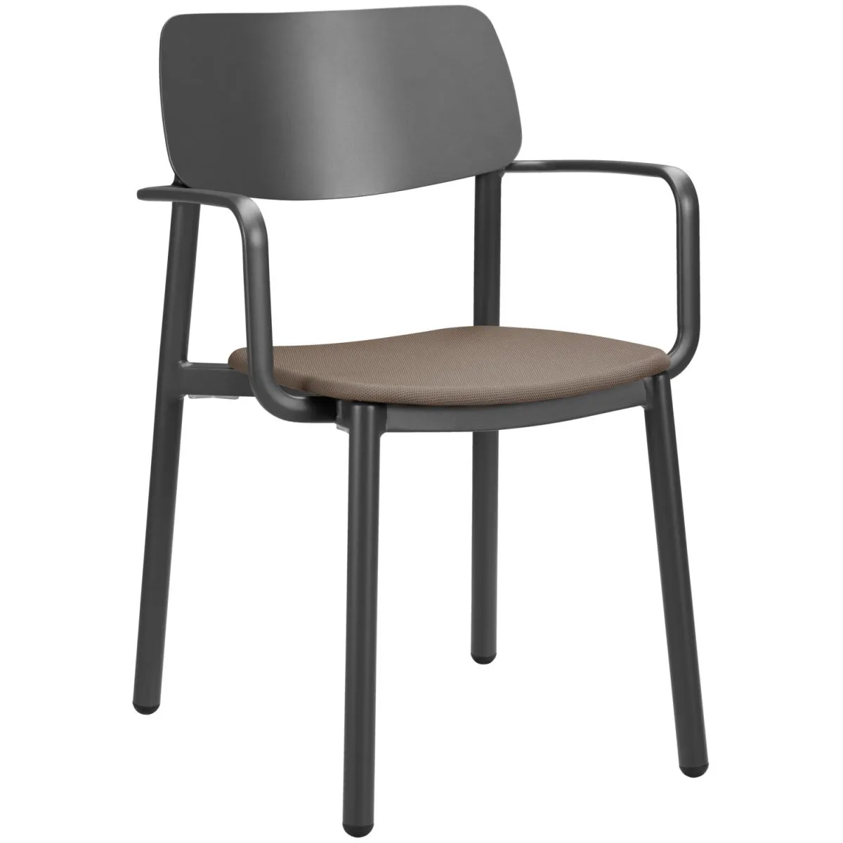 4x VEGA Sedia da esterno impilabile Punta con braccioli; 56x52.5x81 cm (LxPxH); seduta tortora, struttura antracite; 4 pz. / Pacco
