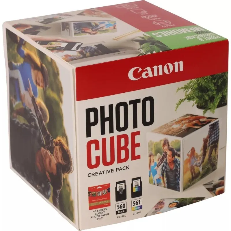 Cornice magnetica Canon Photo Cube Pack + inchiostri PG-560/CL-561 + 40 fogli di carta fotografica verde