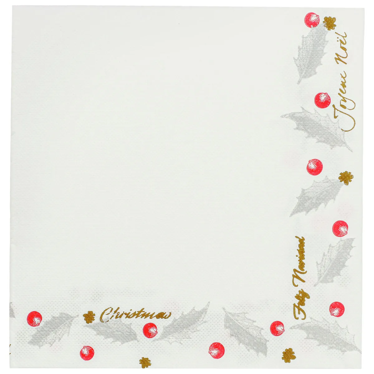 50x GARCIA DE POU Tovaglioli NOËL; 40x40 cm (LxL); bianco/rosso/oro/grigio; 50 pz. / Pacco