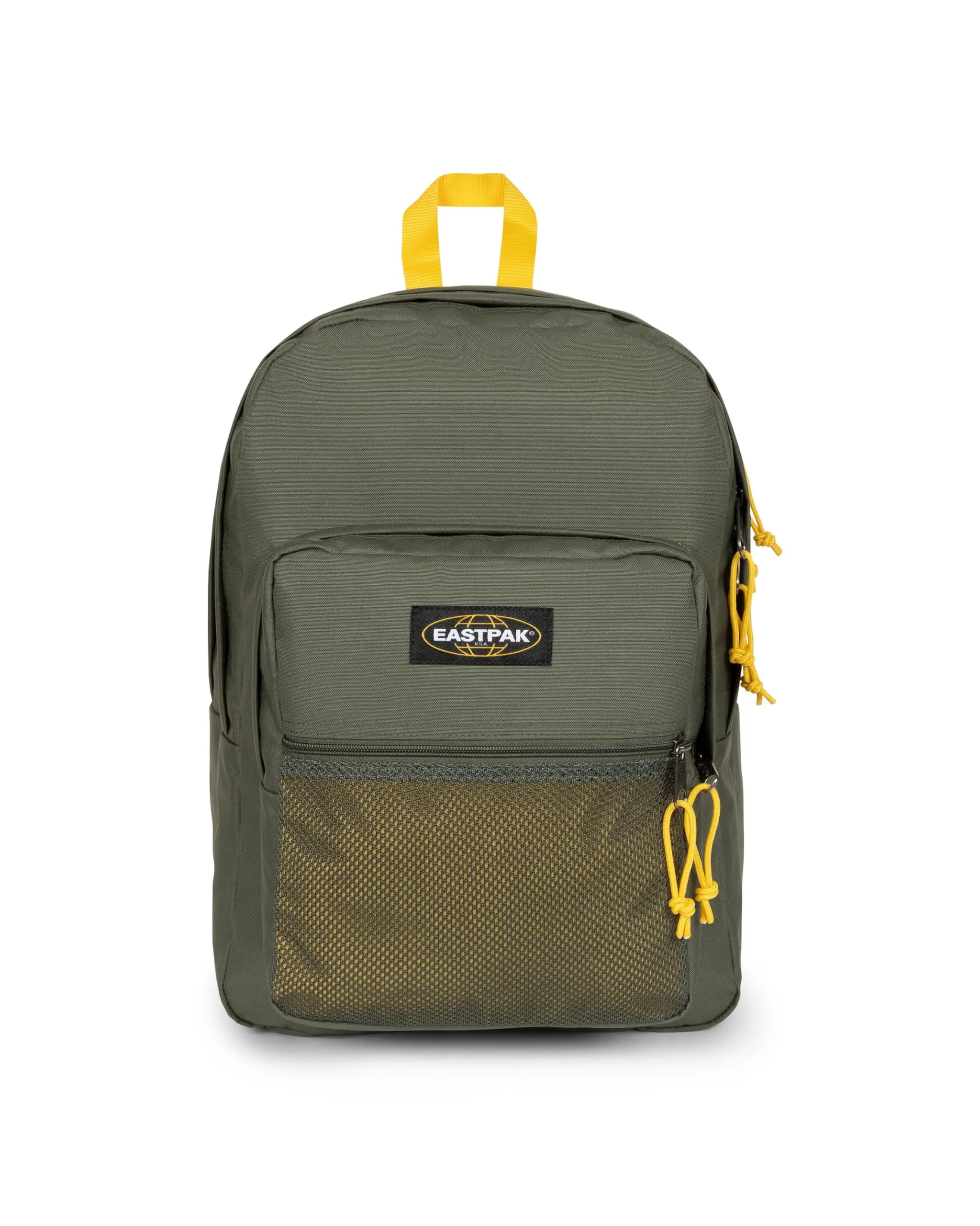 Eastpak Pinnacle Zaino 38L (42 x 32 x 25,5 cm), zaino grande scuola e viaggio, zaino multi-scomparto resistente con organizer e spallacci imbottiti - KONTRAST KHAKI YELLOW