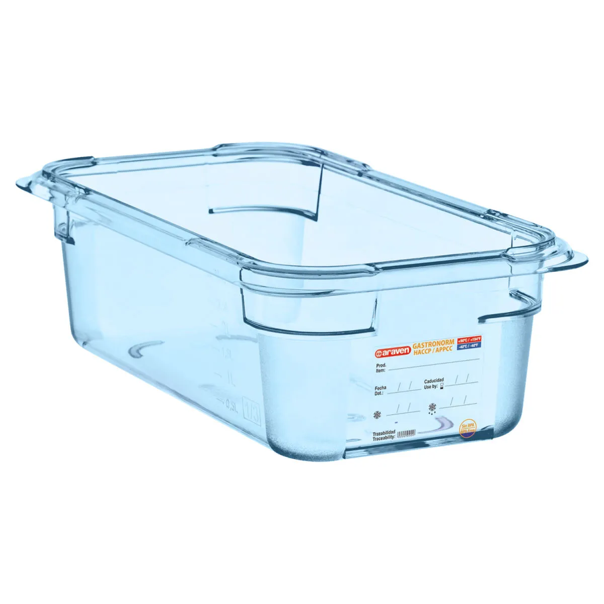 Araven Contenitore per alimenti GN 1/3 in ABS ; GN 1/3, 3.7 l, 32.5x17.6x10 cm (LxLxP); blu