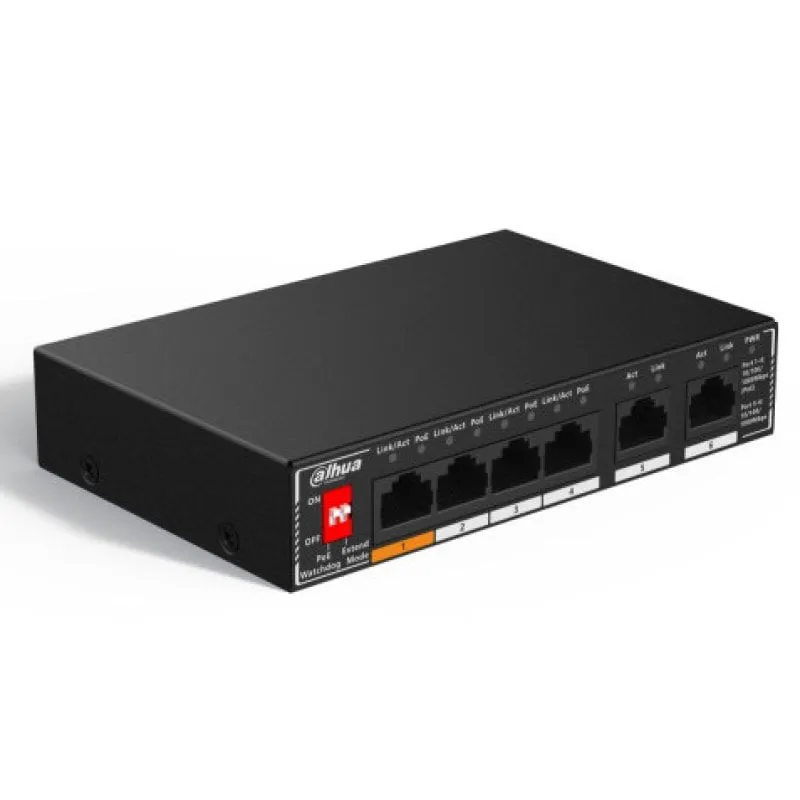 Dahua DH-SG1006P Swicth non gestito 6 porte Nero