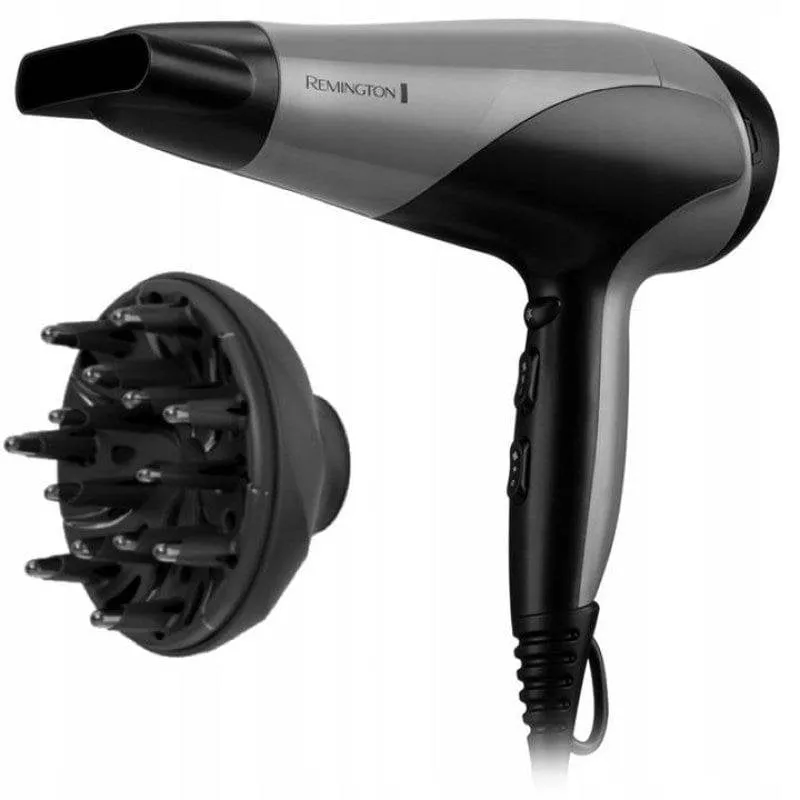 Phon Ionico Remington D3190S 2200W 3 Temperature 2 Velocità con Diffusore Nero Argento
