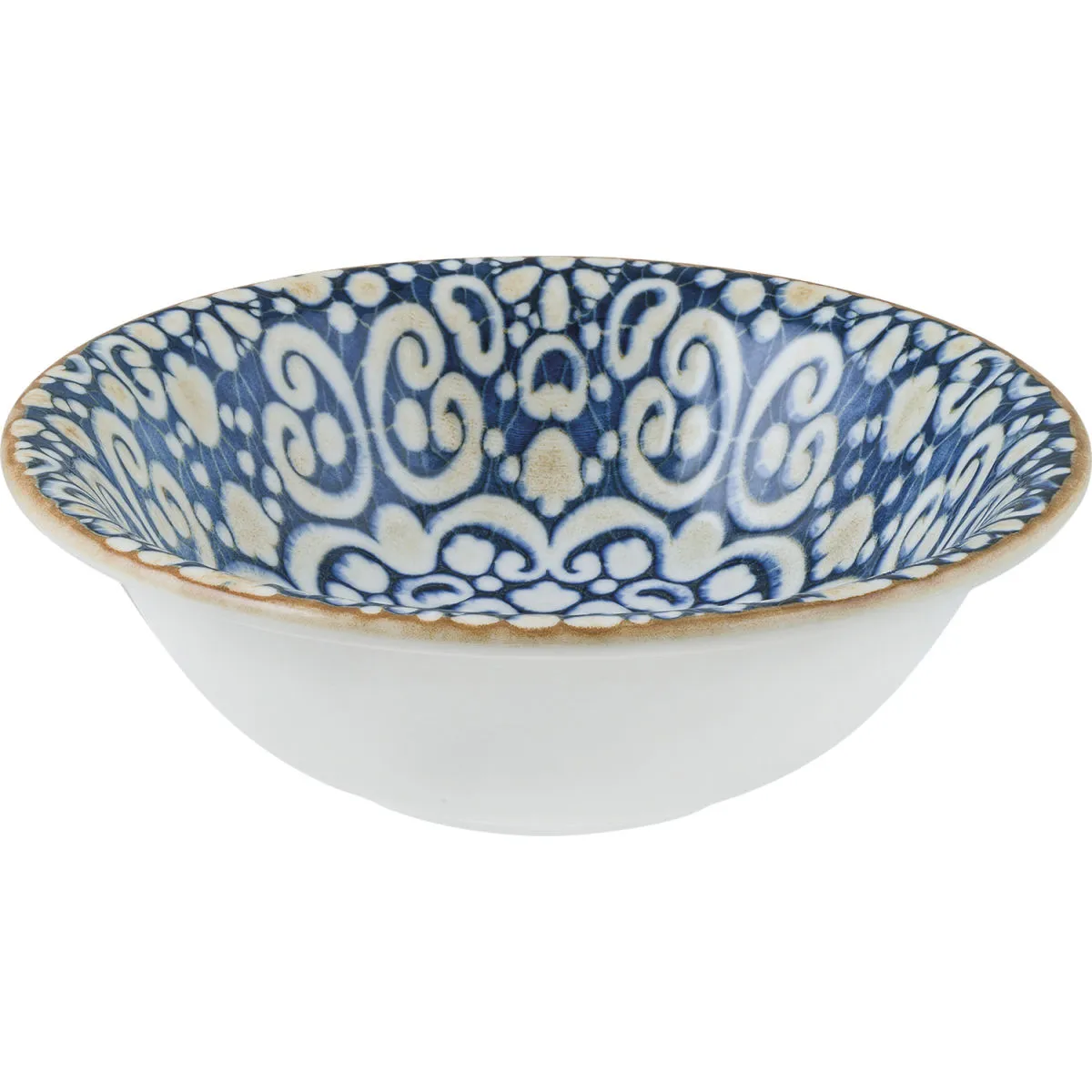 12x Bonna Ciotola Alhambra; 400 ml, 16x5 cm (ØxH); blu/bianco/marrone; rotonda; 12 pz. / Pacco
