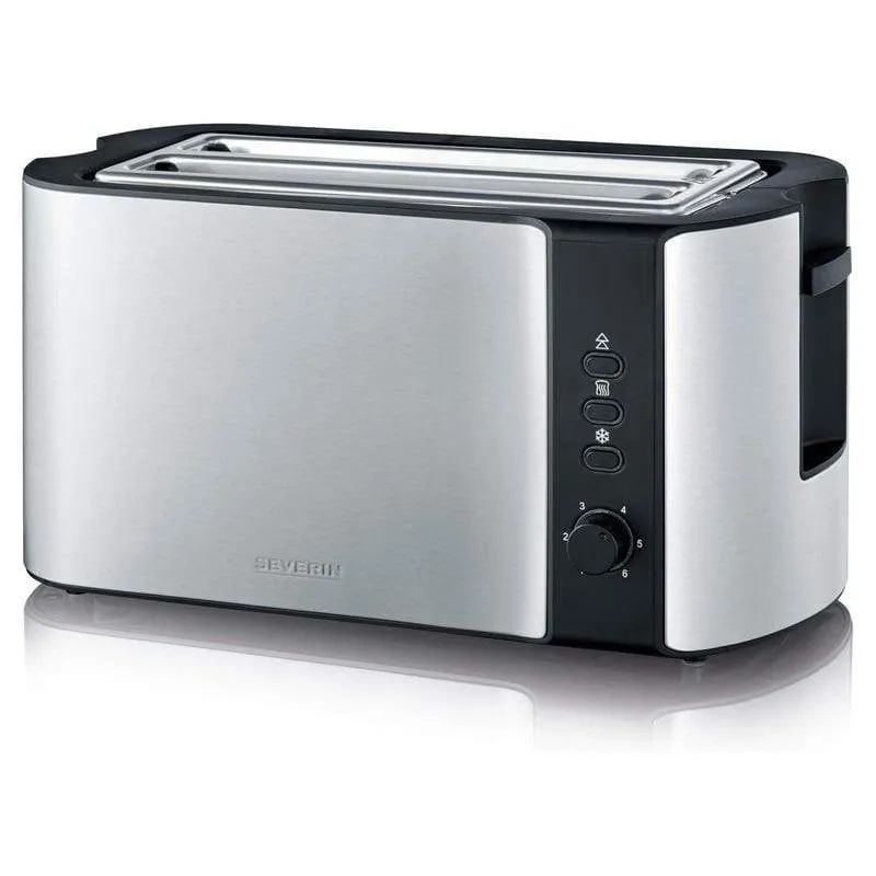 Tostapane Severin AT 2590 2 fessure lunghe 1400 W inox nero e argento