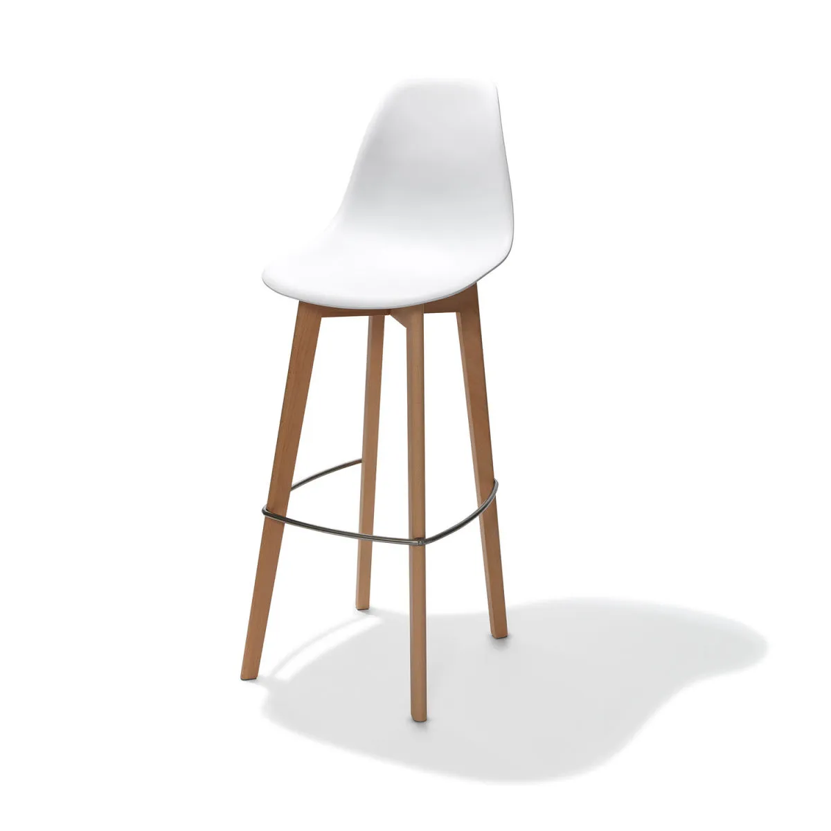 4x Feros Sgabello da bar Keeve senza braccioli; 47x53x119 cm (LxPxH); seduta bianco, struttura marrone; 4 pz. / Pacco
