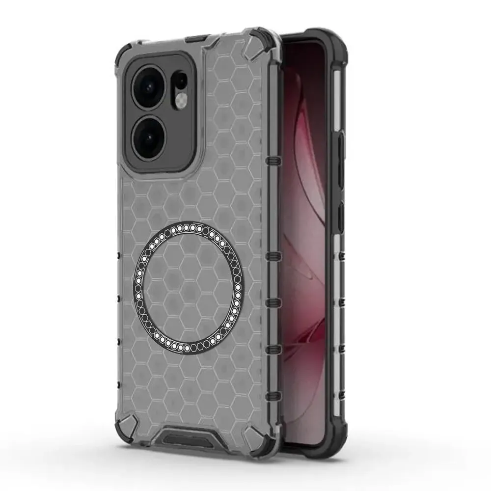 Custodia MagSafe per Oppo Reno13 FS 5G / Reno13 F 4G / Reno13 F, Techsuit, HoneyComb Shield, Nera