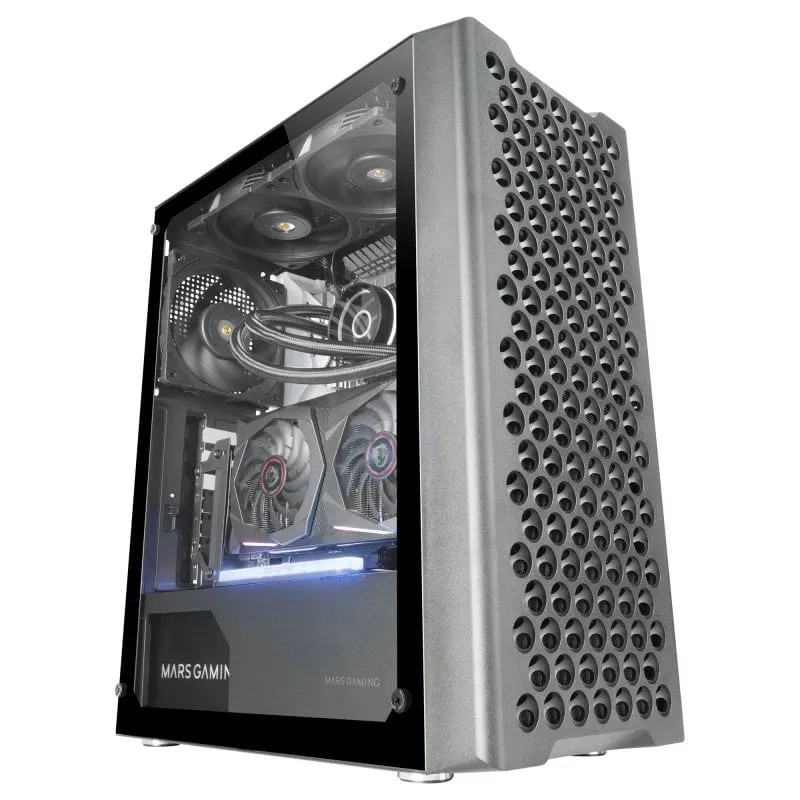 Mars Gaming Mc-ipro Custodia Atx Professionale Griglia Frontale Ventola in Vetro Temperato 3D Fdb 12cm Nero