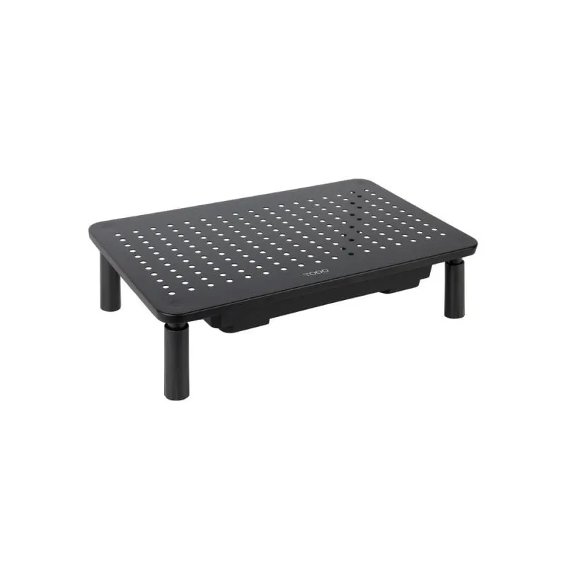 Supporto Elevatore Multiuso con Cassetto per Monitor/Portatile, Nero, 20 kg, Regolabile in Altezza