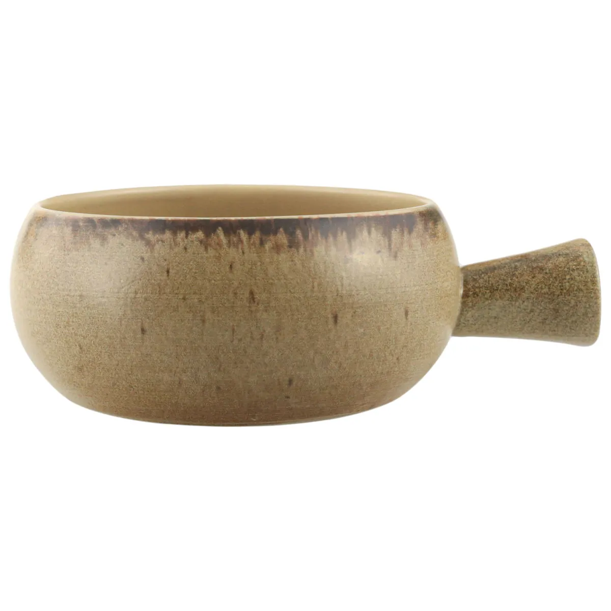 6x Porland Ciotola Natura con manico; 600 ml, 14x6.25 cm (ØxH); marrone chiaro/marrone scuro; rotonda; 6 pz. / Pacco