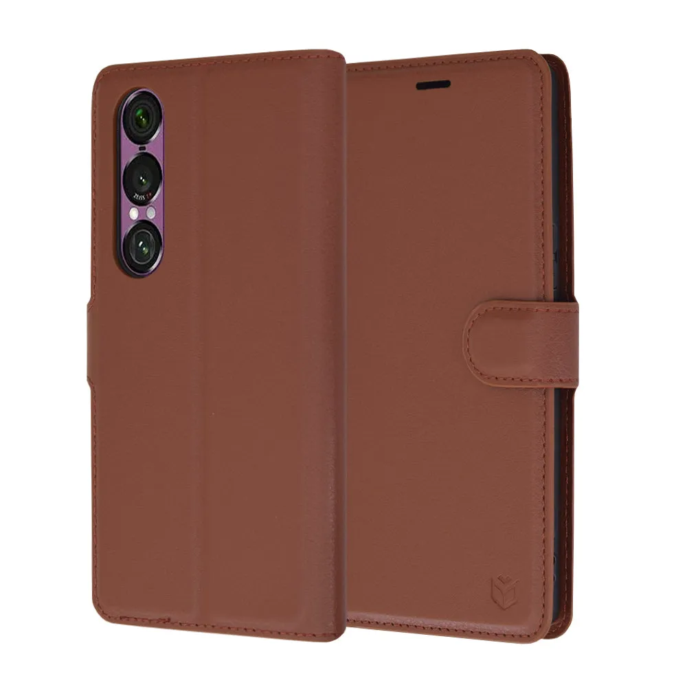 Custodia per Sony Xperia 1 VI, Techsuit, Leather Folio, Marrone