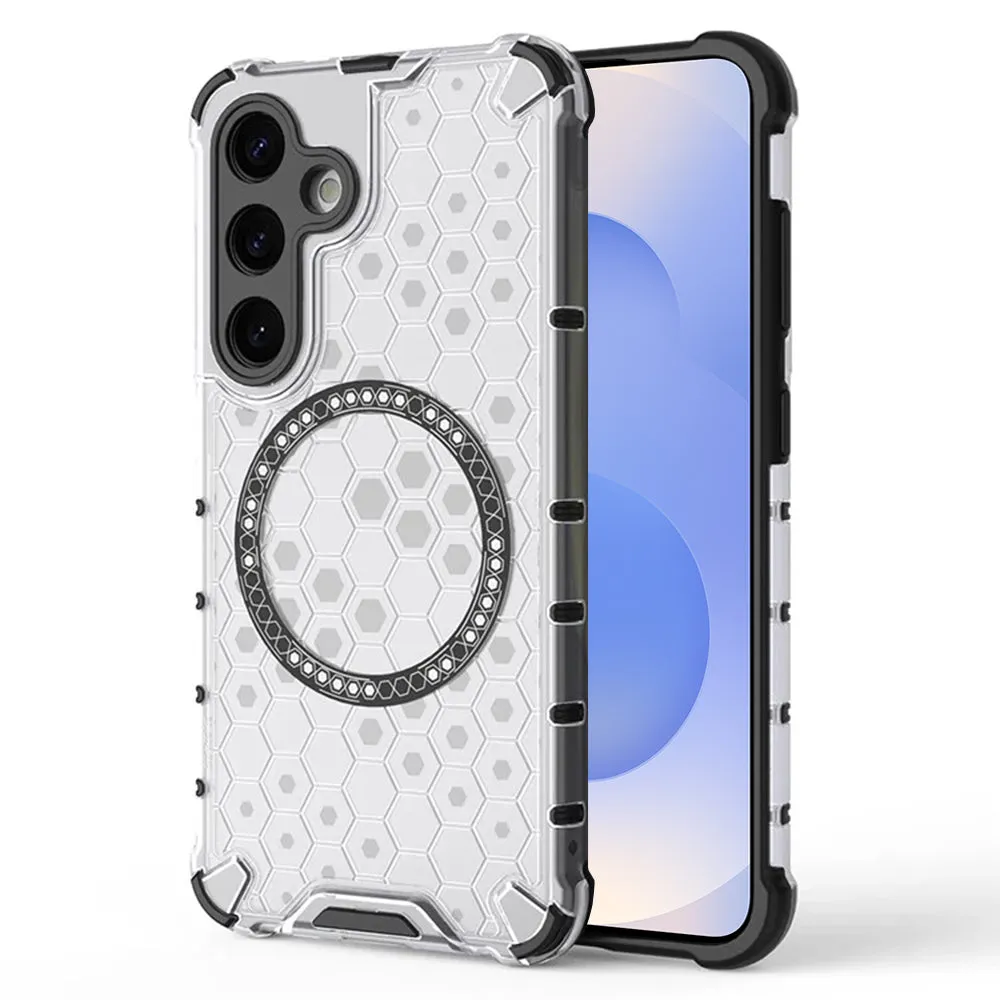 Custodia MagSafe per Samsung Galaxy S25 S931, Techsuit, HoneyComb Shield, Bianca