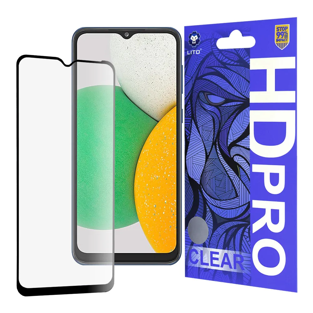 Pellicola protettiva per schermo Lito HD Pro Clear per Samsung Galaxy A03 Core A032, Vetro temperato, Colla completa, Nera