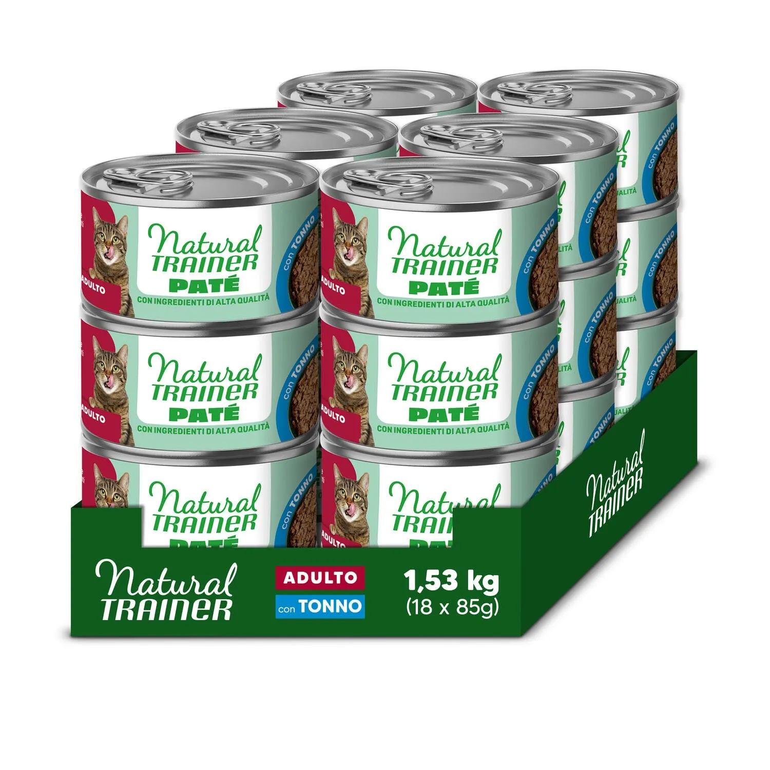 Natural Trainer Adult Cibo umido per gatti adulti - Paté di Tonno - 18 lattine da 85g