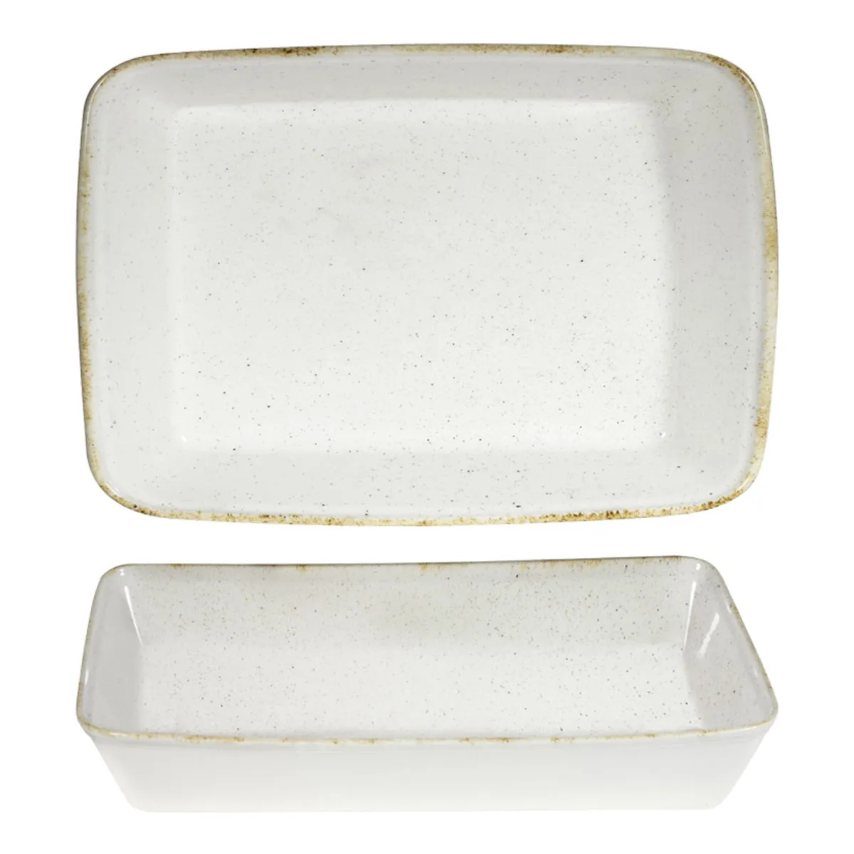 4x Churchill Ciotole buffet Stonecast Hints Barley White rettangolari; 3500 ml, 38x25x6.2 cm (LxLxH); bianco/marrone; rettangolare; 4 pz. / Pacco