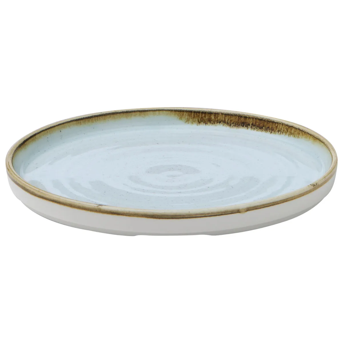 6x Churchill Piatto piano Stonecast Duck Egg con bordo inclinato; 21x2 cm (ØxH); blu chiaro/marrone; rotonda; 6 pz. / Pacco