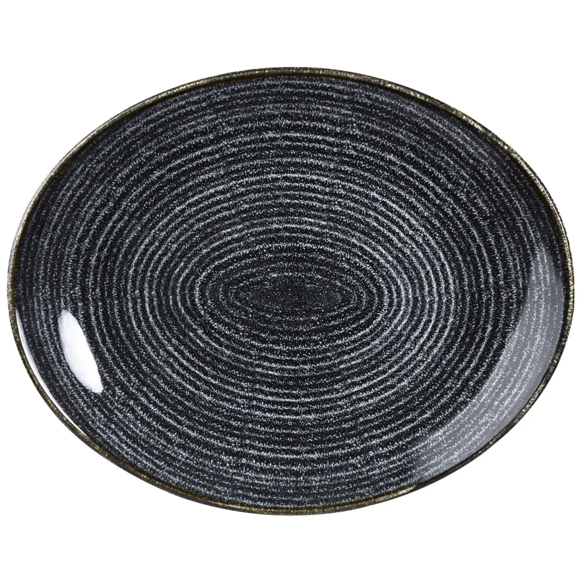 12x Churchill Piatto Studio Prints Charcoal Black ovale Coupe; 27x22.9 cm (LxL); nero; ovale; 12 pz. / Pacco
